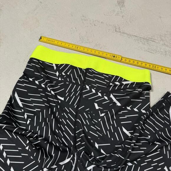 Nike Pro Compression Shorts Black White Neon Yellow Women Size S Training Gym - Picture 8 of 10